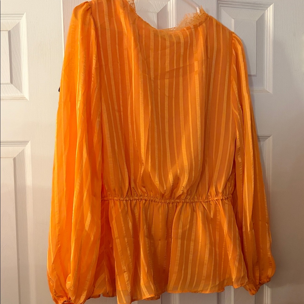 DO+BE Women's Vibrant Orange Striped Blouse - Picture 7 of 7